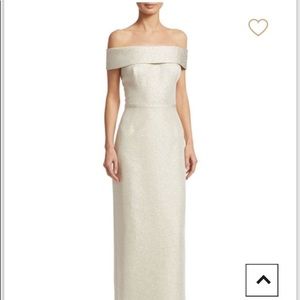 Teri Jon Metallic Off Shoulder Gown